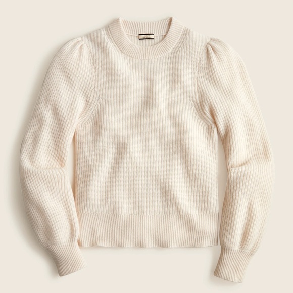 J. Crew Sweaters - J. Crew Cashmere puff-sleeve mockneck sweater size L